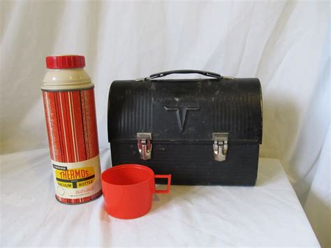 metal work lunch box with thermos|vintage lunch boxes with thermos.